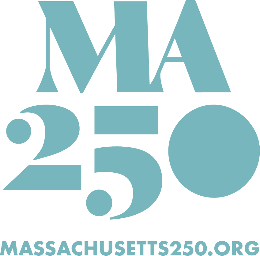 Logo for the MA 250 site, presented by the Massachusetts Office of Travel and Tourism.