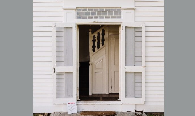 A photo of an open exterior door at Casey Farms.